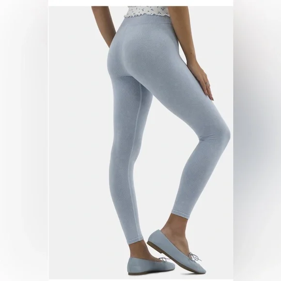 🔴 3/$12 No Boundaries Women’s Light Blue Women's Ribbed Seamless Leggings! NWT! - Picture 2 of 9